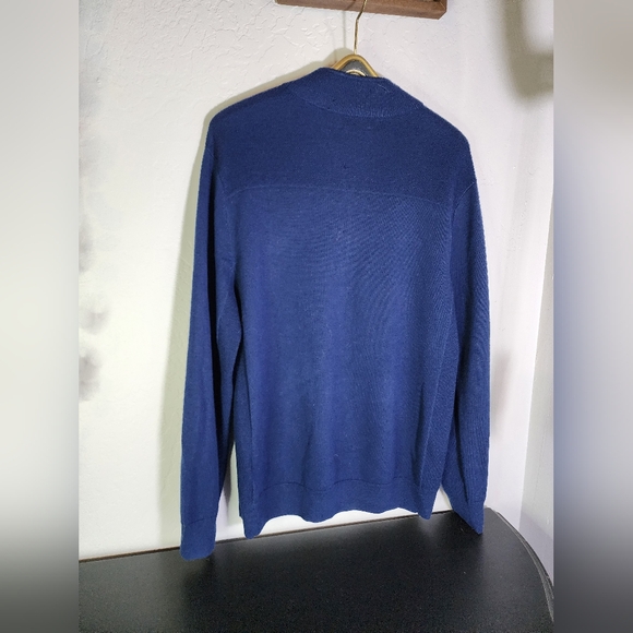 Vineyard Vines Navy Blue Merino Wool Sweater 3/4 Zip Size Large - Picture 7 of 10
